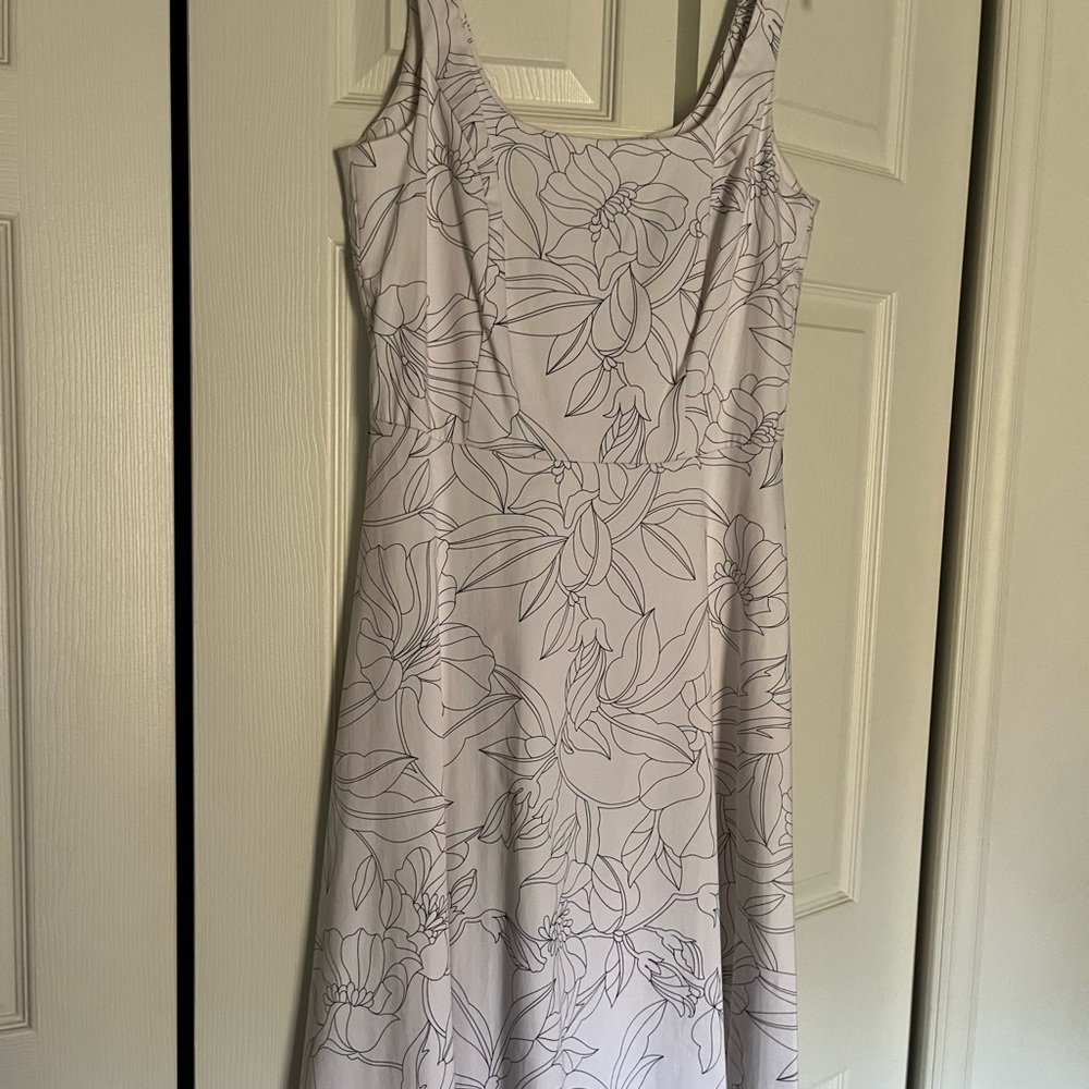 Elegant Floral Midi Dress in White